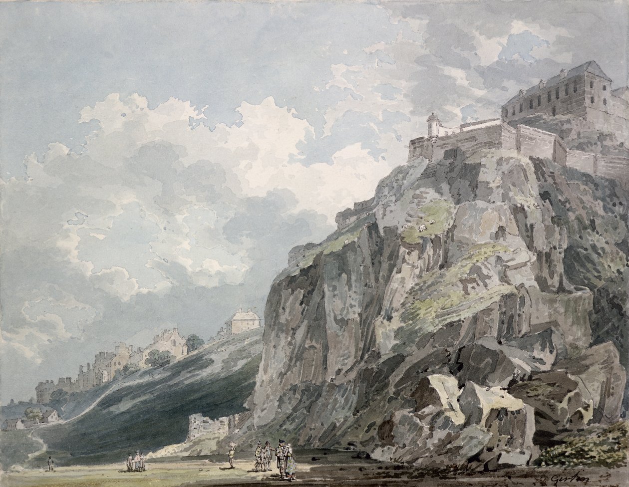 No.1187 The Castle Rock, Edinburgh, ca. 1793 af Thomas Girtin
