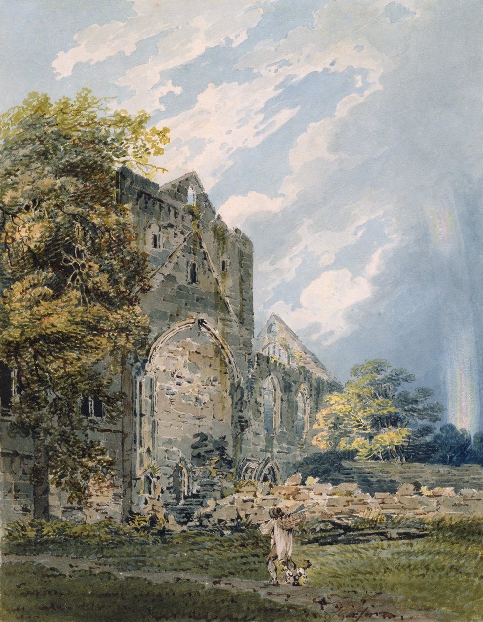 Pluscarden Abbey, Elgin, ca. 1793 (wc over blyant på papir) af Thomas Girtin