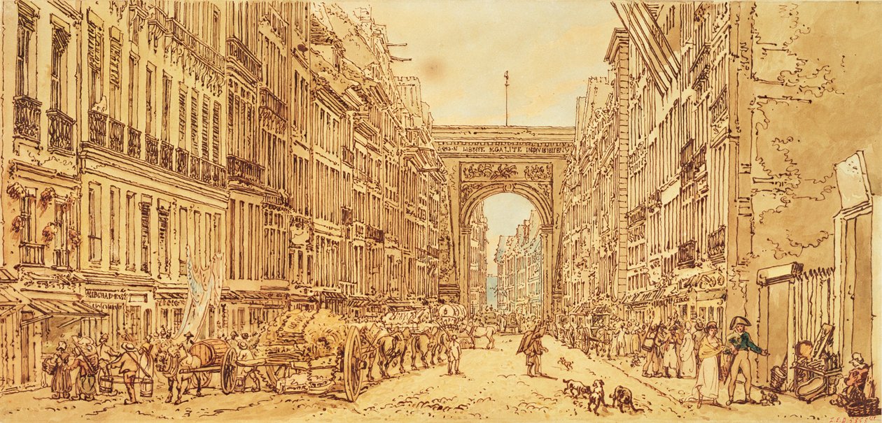 Faubourg og Porte Saint-Denis, 1801 af Thomas Girtin
