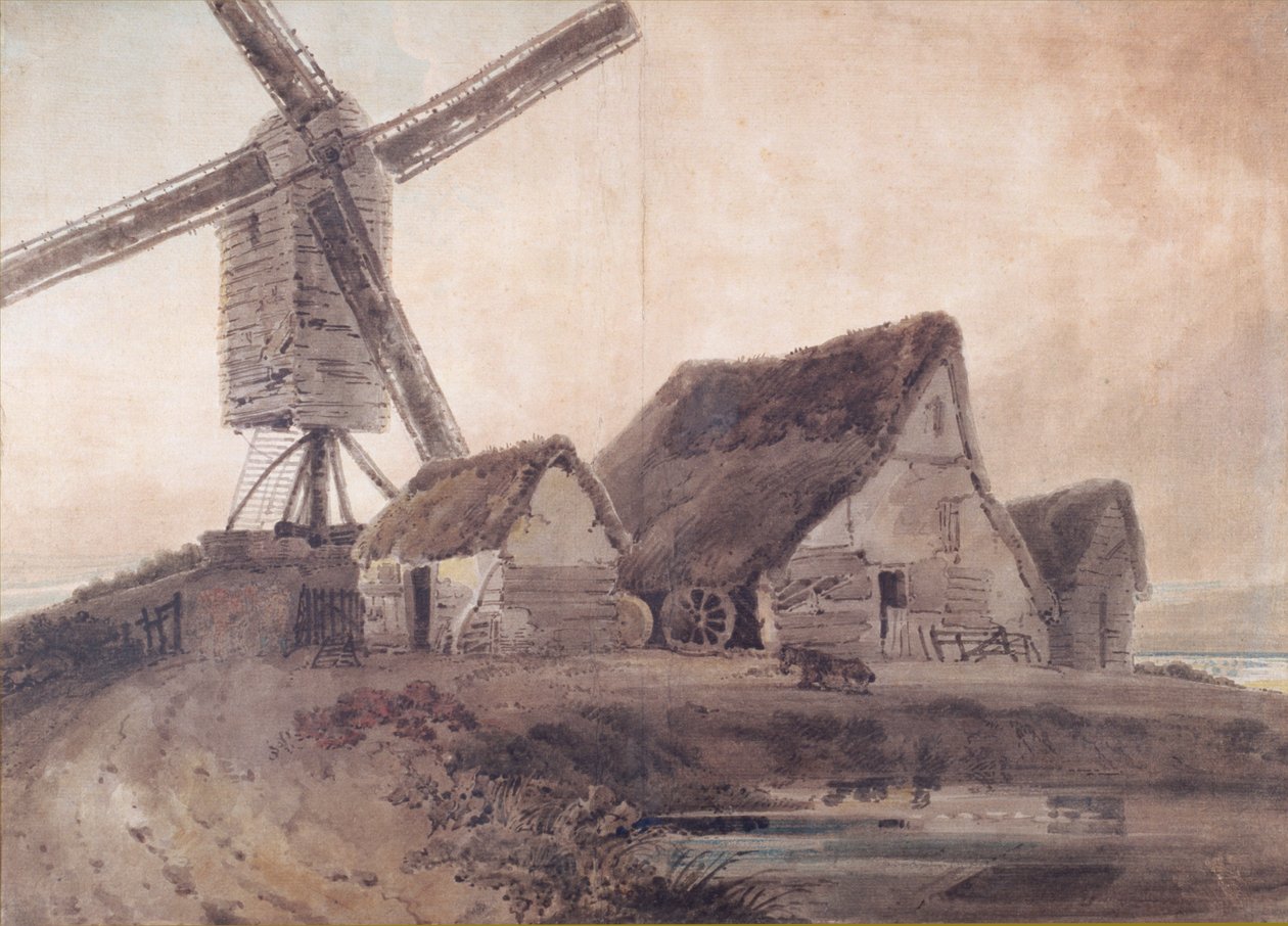 Den gamle mølle i Stansted, Essex af Thomas Girtin
