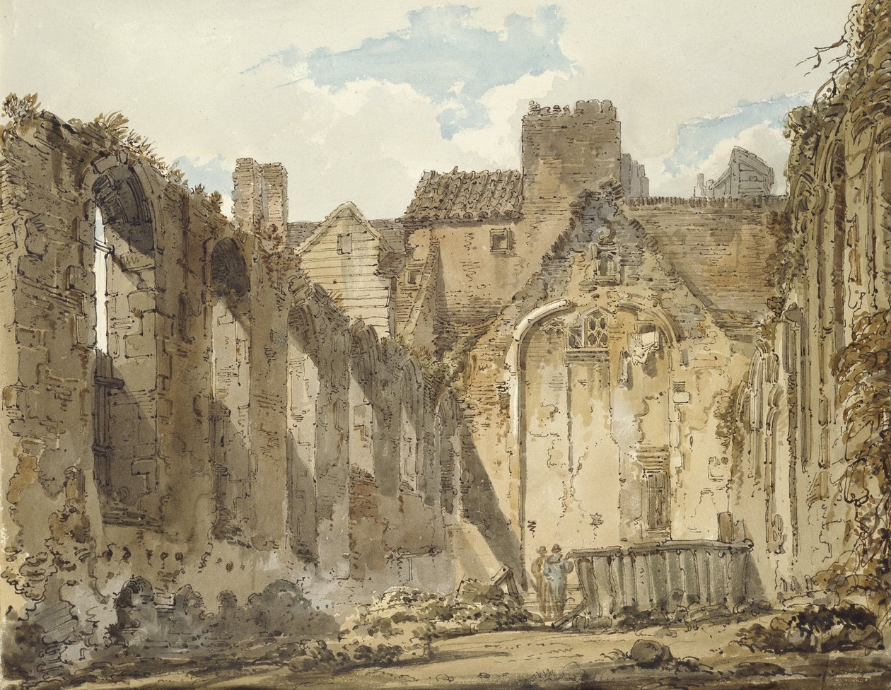 The Ruins of the Chapel in the Savoy Palace, London, ca. 1795-96 (akvarel med noget brunt blæk, over indikationer i grafit) af Thomas Girtin
