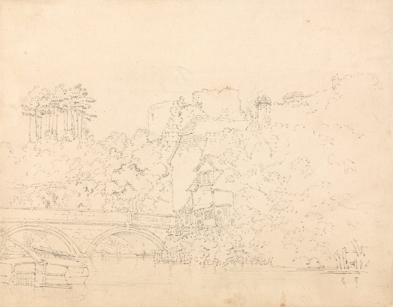 Tonbridge Bridge and Castle, Kent af Thomas Girtin