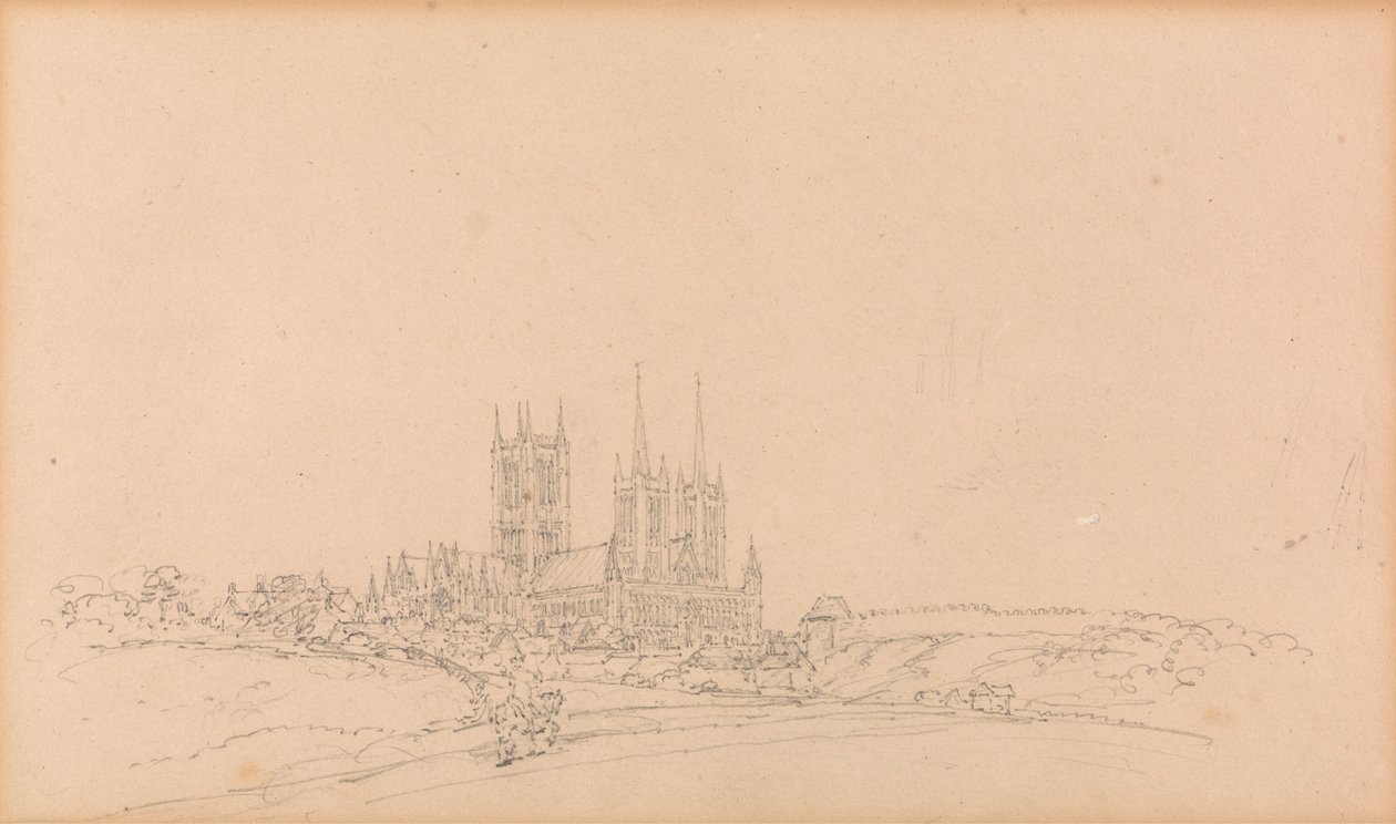 Udsigt over Lincoln Cathedral af Thomas Girtin