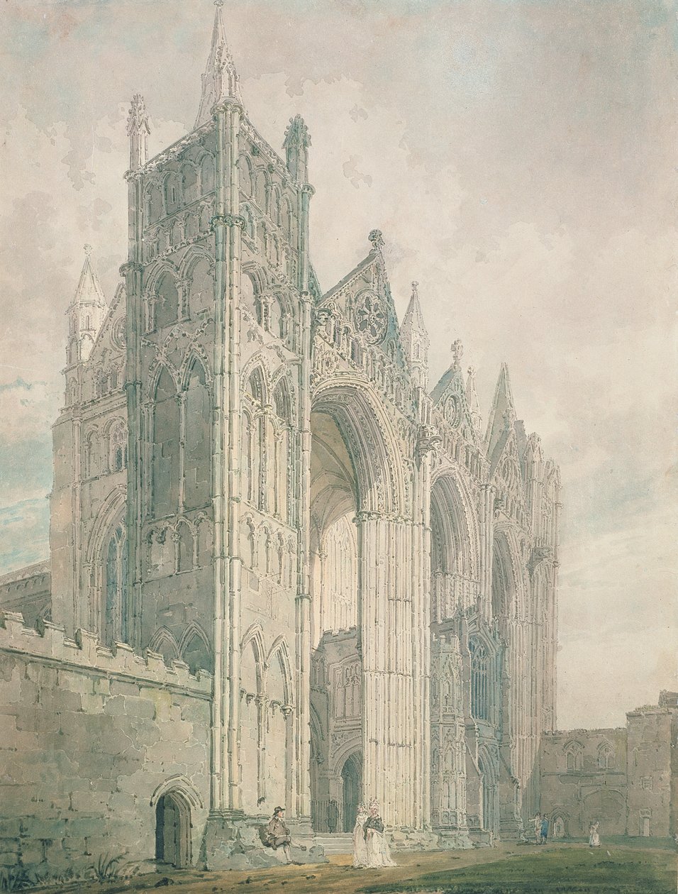 Vestfronten af Peterborough Cathedral, 1700-tallet af Thomas Girtin
