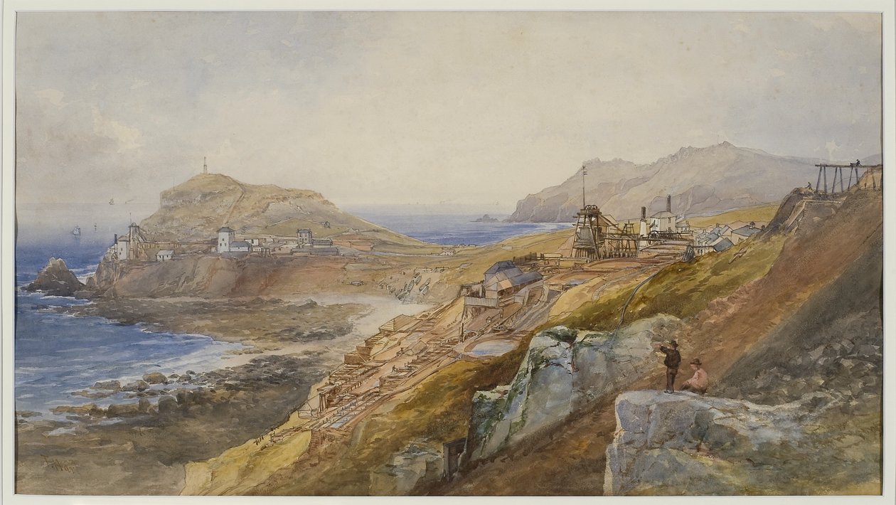 St Just United Mines, ca. 1870 (wc på papir) af Thomas Hart