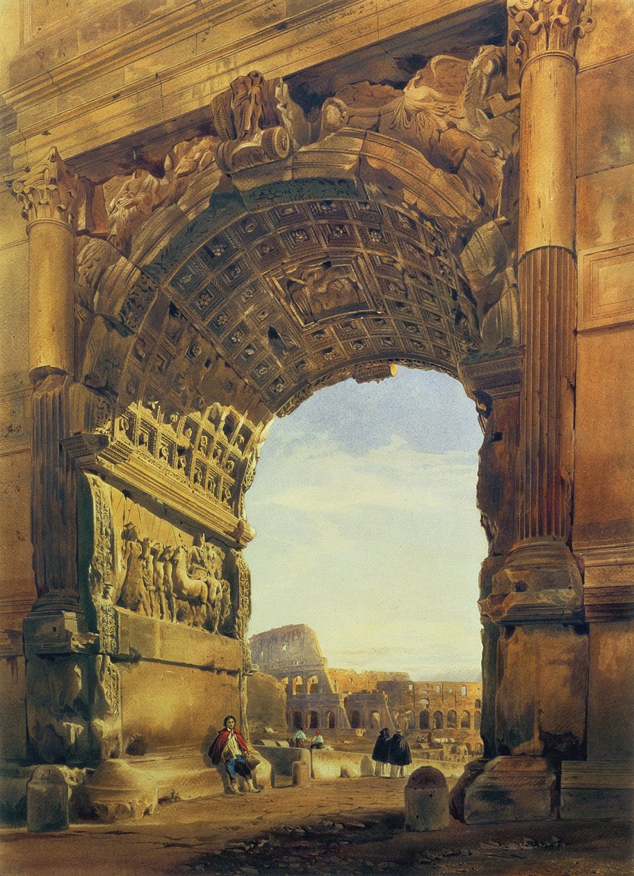 Titusbuen med Colosseum, Rom af Thomas Hartley Cromek