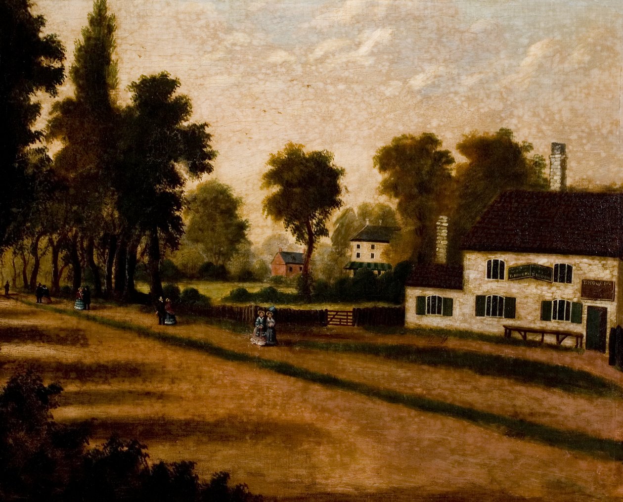White House Inn, mellem Davenport Road og Boys" Preparatory School, Coventry, ca. 1855 af Thomas Hough