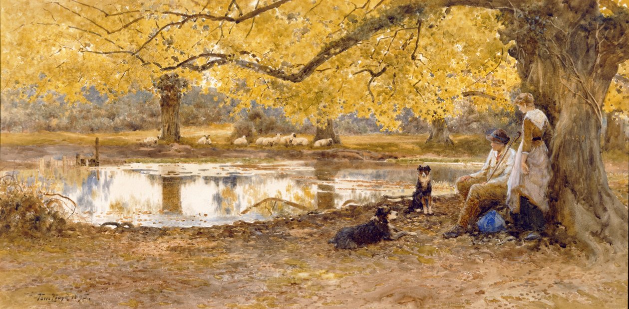 The Trysting Place, 1895 (wc og kropsfarve) af Thomas James Lloyd