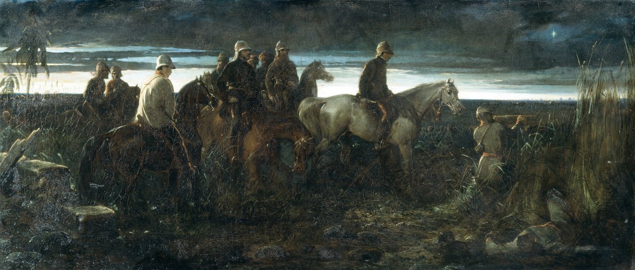 The Dawn of Victory - Lord Clyde rekognoscerer fjendens position forud for nødhjælpen fra Lucknow den 14. november 1857, ca. 1862 af Thomas Jones