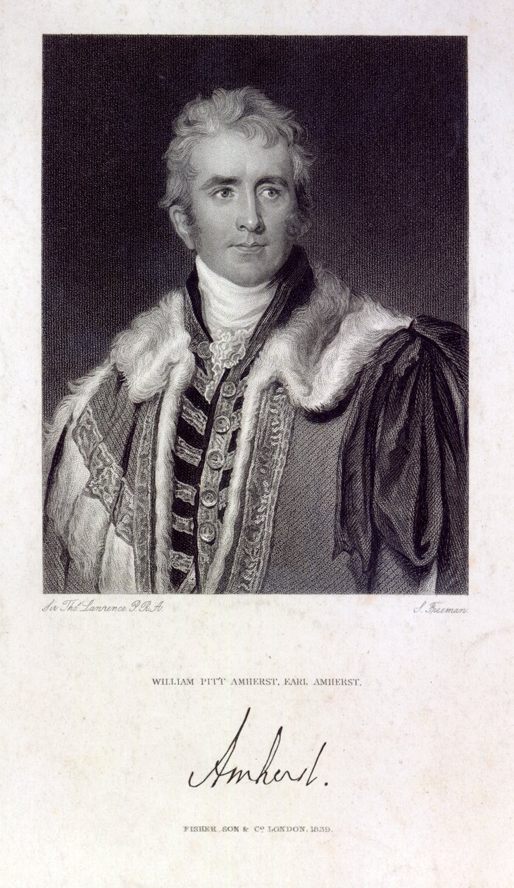 William Pitt Amherst, Earl Amherst af Arracan (1773-1857), graveret af Samuel Freeman (1773-1857), 1829 af Thomas Lawrence