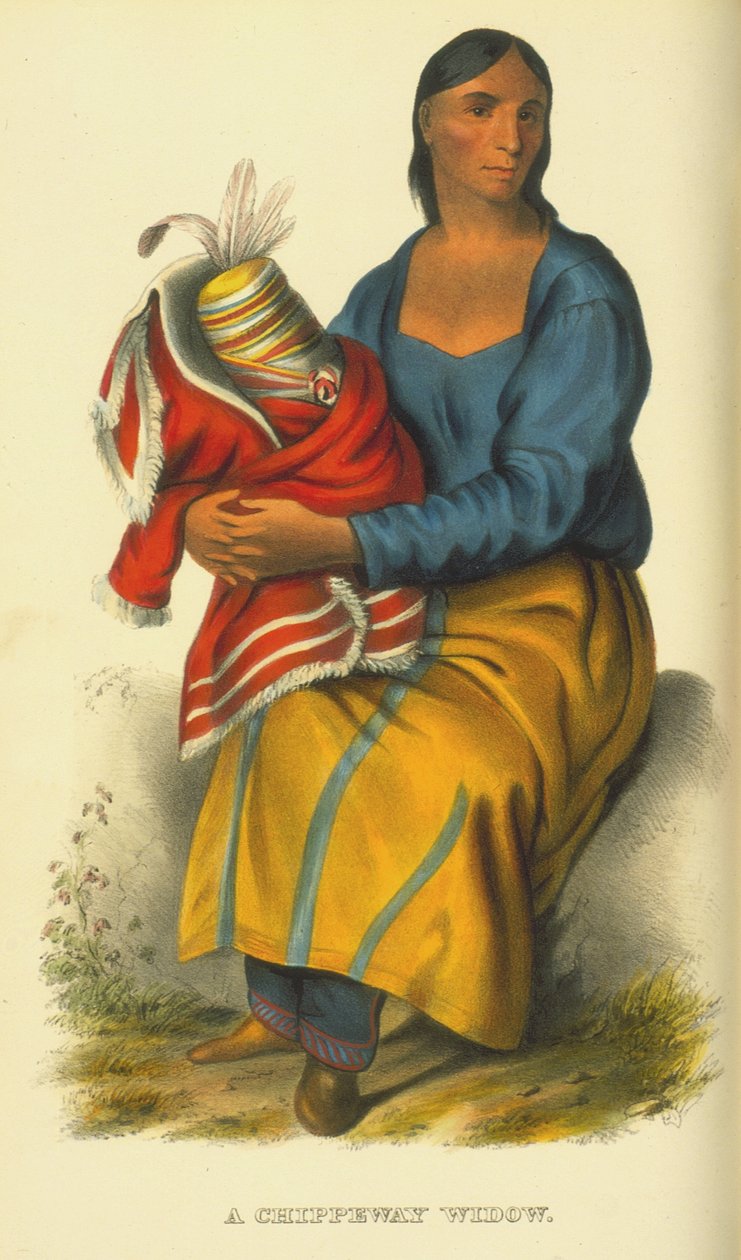 En enke fra Chippeway, 1854 (håndfarvet litho) af Thomas Loraine McKenney