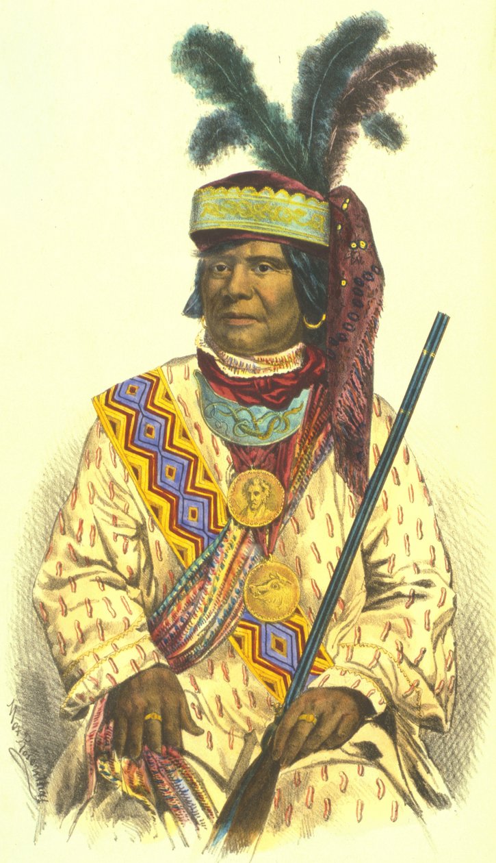 Billy Bowlegs, 1870 (håndkoloreret litografi) af Thomas Loraine McKenney