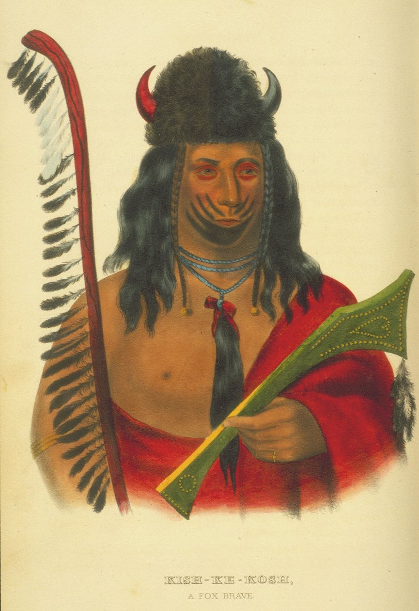 Kish-Ke-Kosh, en modig ræv, 1848 (håndfarvet litho) af Thomas Loraine McKenney