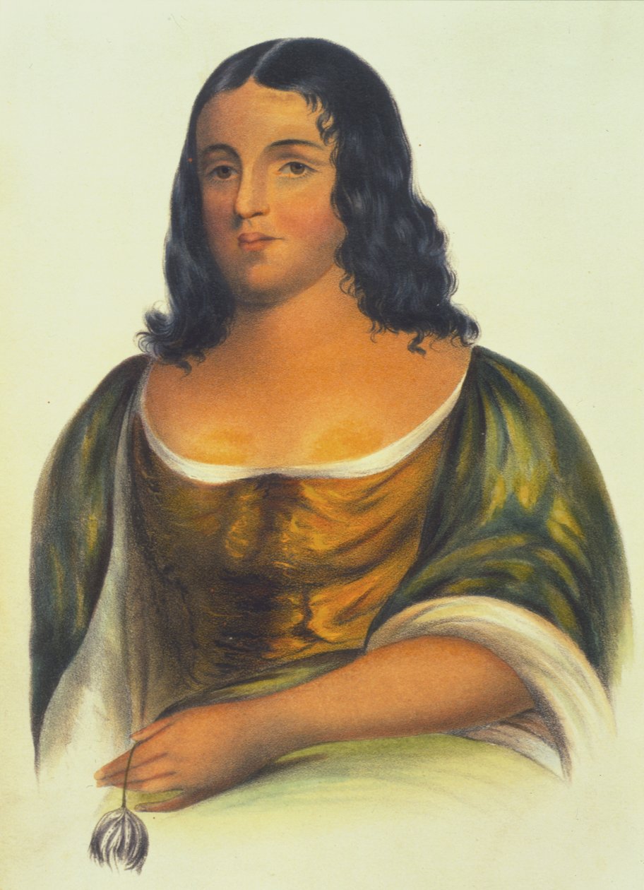 Po-Ca-Hon-Tas, 1848 (håndfarvet litho) af Thomas Loraine McKenney