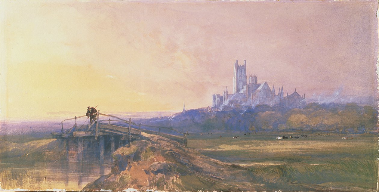 Ely Cathedral (blyant, wc, gouache på papir) af Thomas Lound