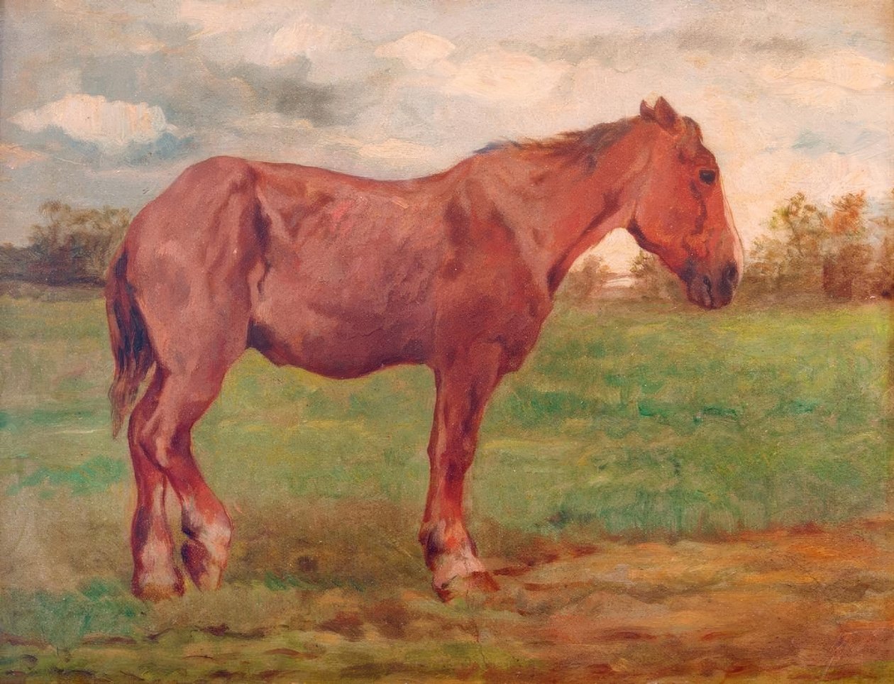 Arbejdshest foran landskabet af Thomas Ludwig Herbst