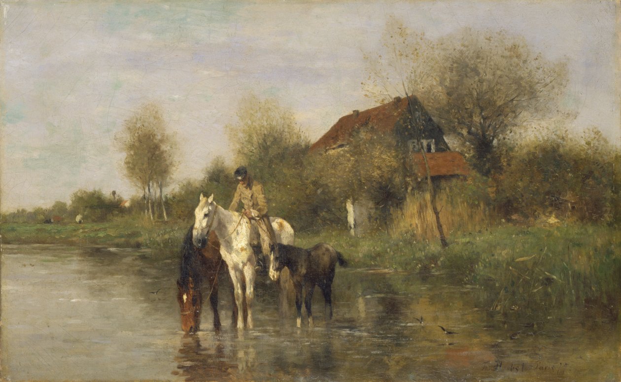 Heste ved vandet, 1877 af Thomas Ludwig Herbst