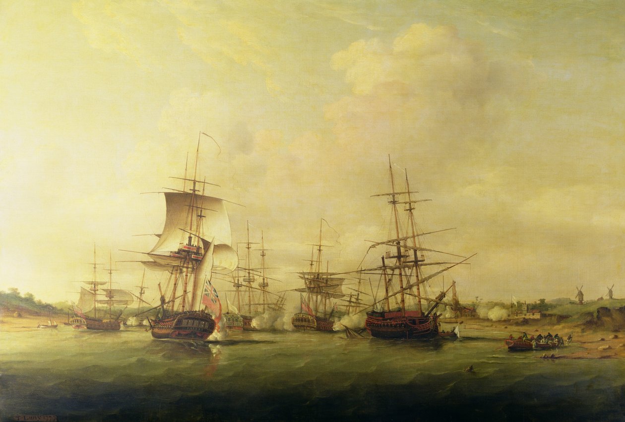 Aktion ud for Frankrigs kyst, 13. maj 1779 af Thomas Luny