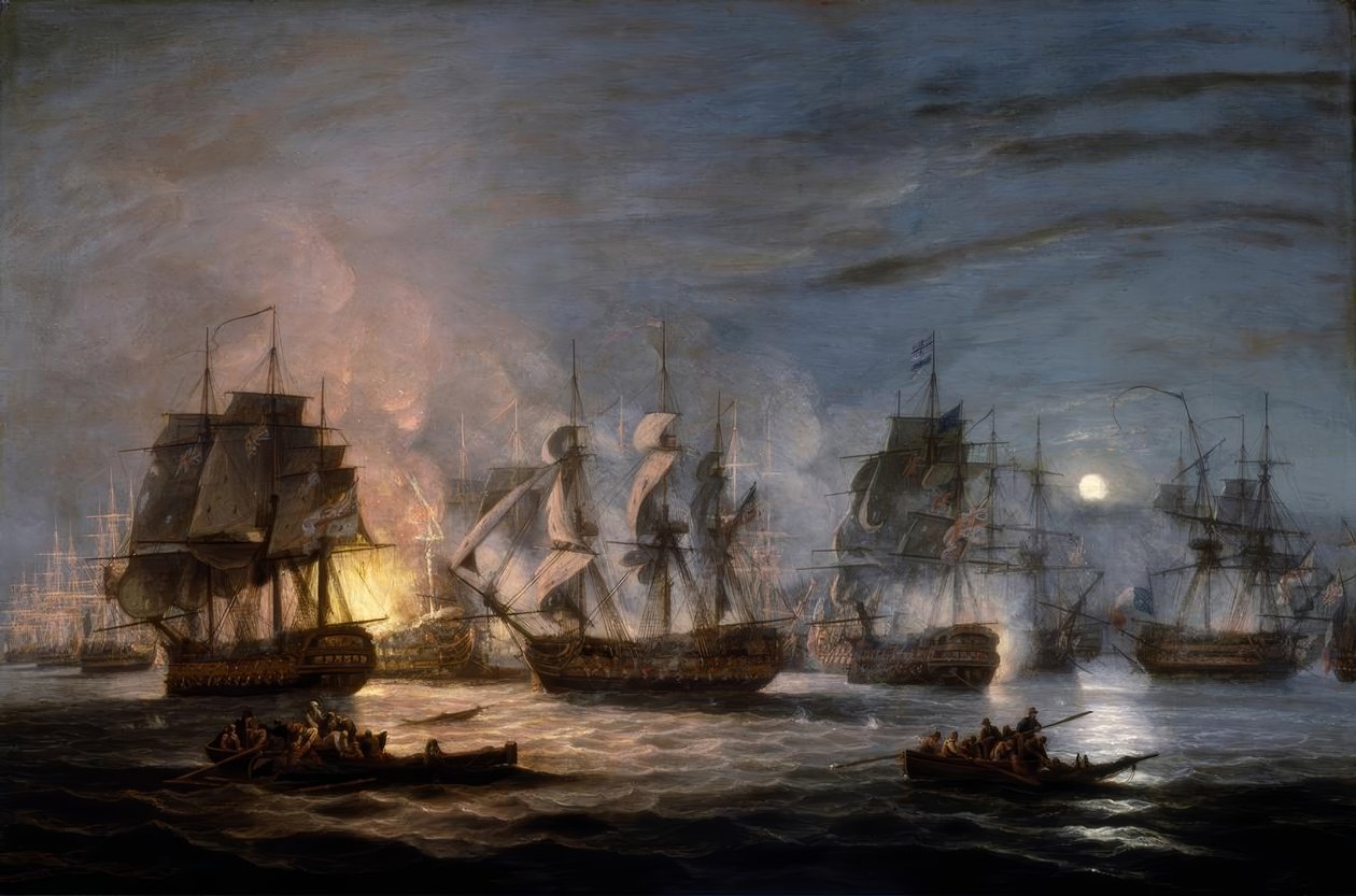 Slaget ved Nilen, 1. august 1798 af Thomas Luny