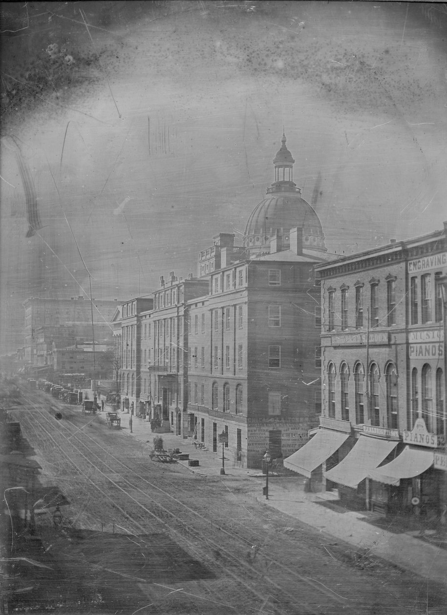 En udsigt over Fourth Street, med udsigt mod syd fra Olive Street. af Thomas M. Easterly