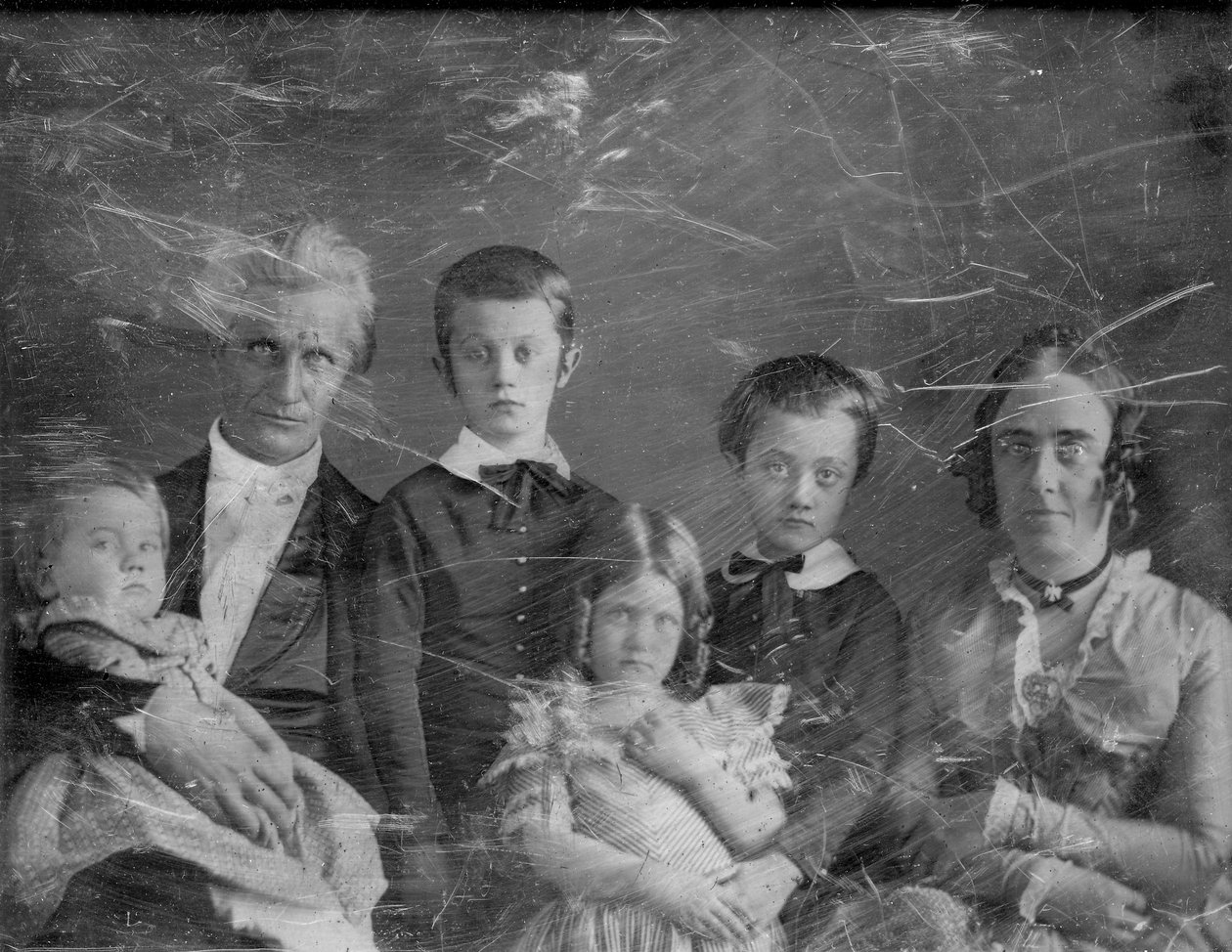 Portræt af pastor Artemus og familie. af Thomas M. Easterly
