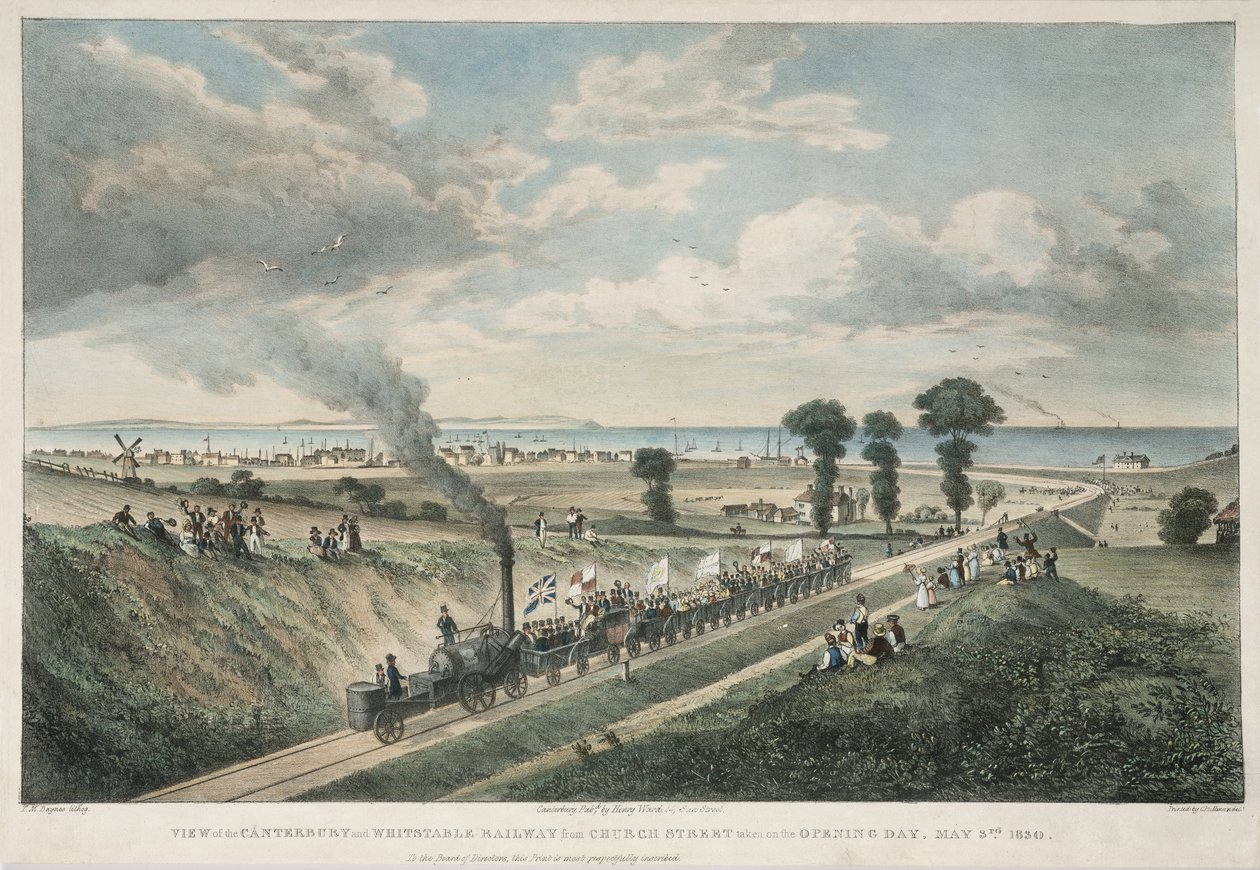 Udsigt over Canterbury og Whitstable Railway fra Church Street taget på åbningsdagen den 3. maj 1830 af Thomas Mann Baynes