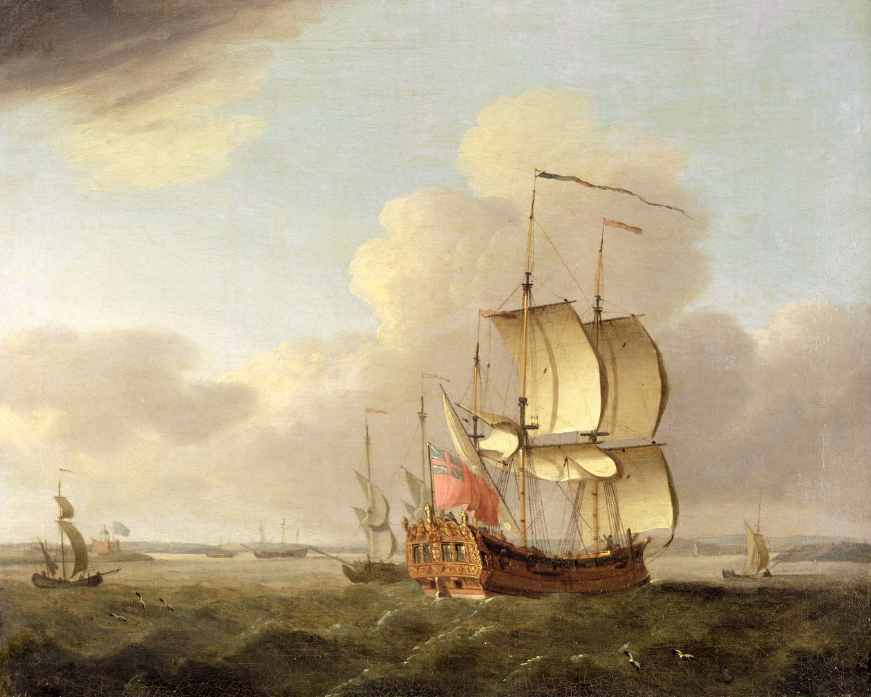 Skibsfart i Themsen Estuary, ca. 1761-66 af Thomas Mellish
