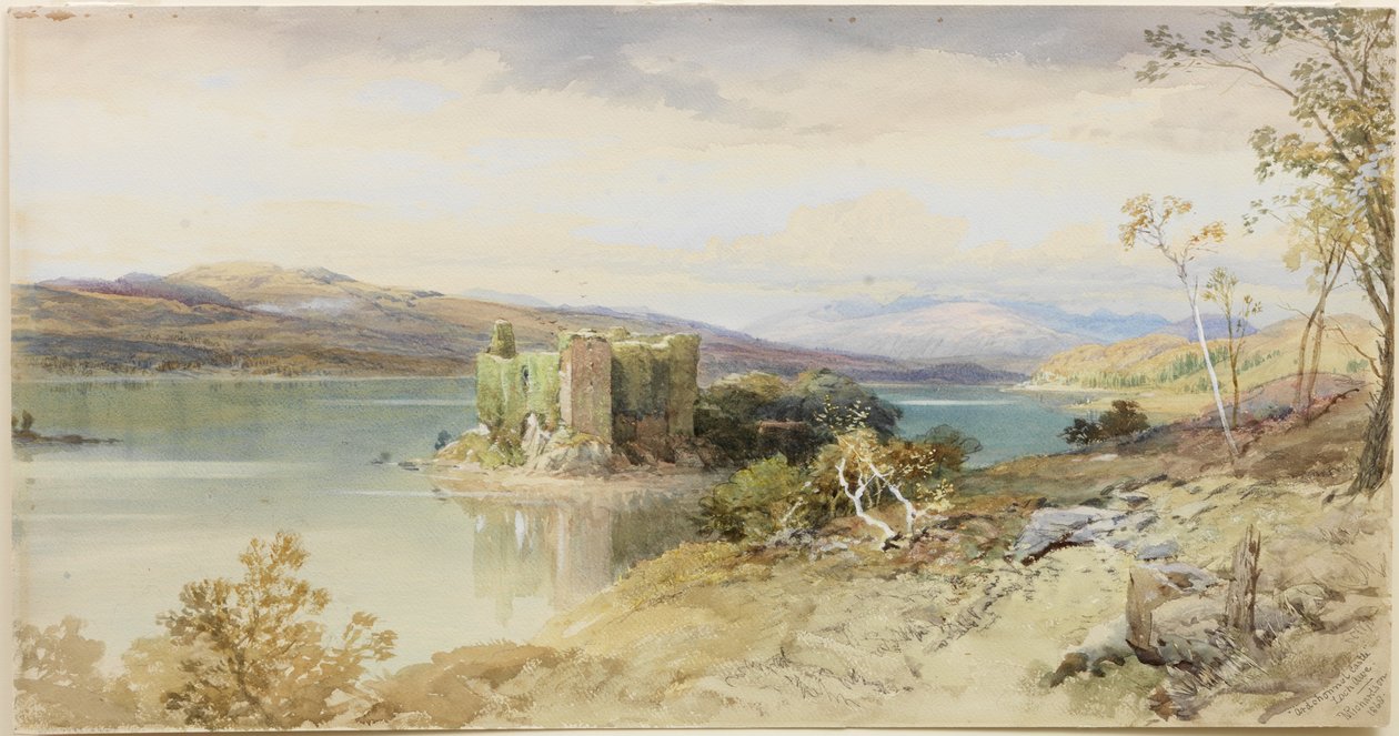Ardchonnel Castle, Loch Awe (akvarel, blyant og bodycolour på papir) af Thomas Miles II Richardson