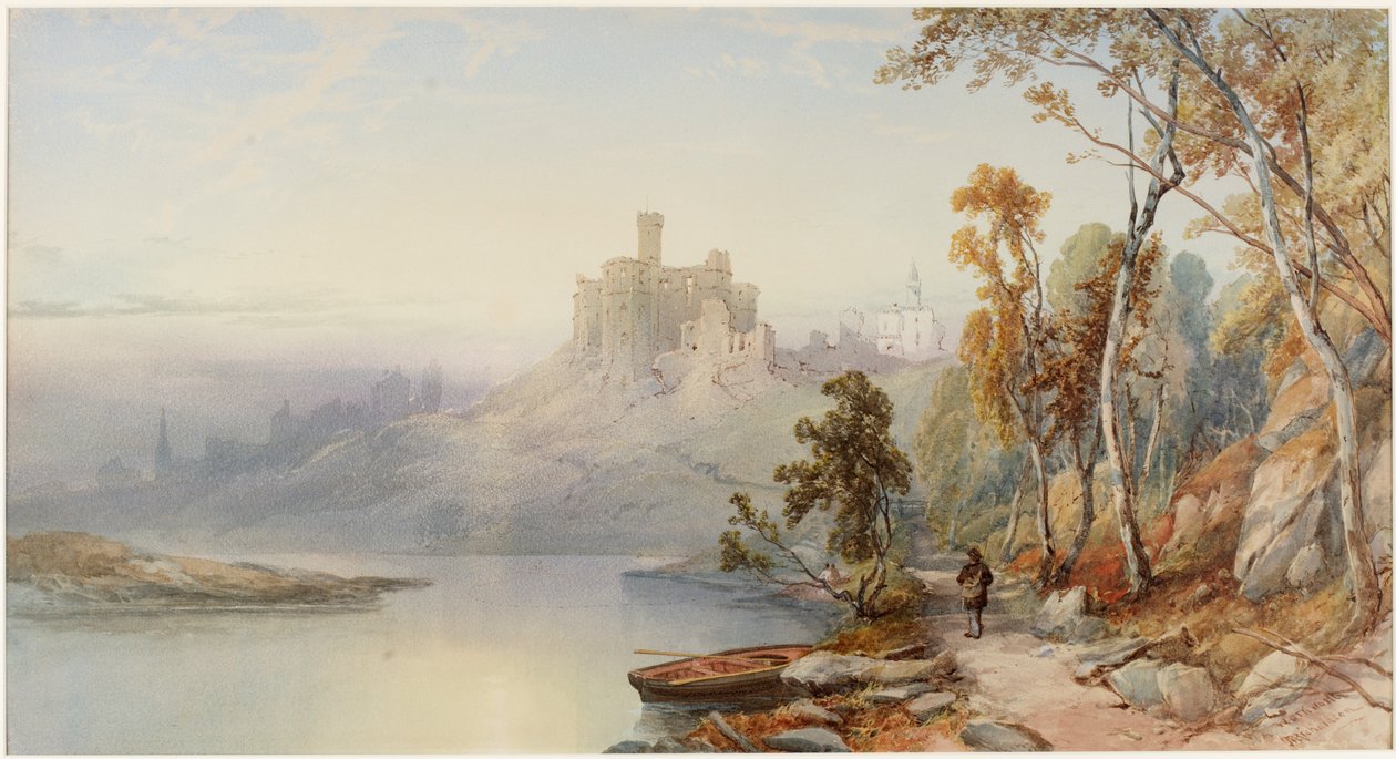 Warkworth Castle (kropsfarve) af Thomas Miles II Richardson