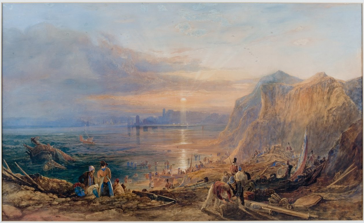 Opbrud af et vrag ved Tynemouth (akvarel) af Thomas Miles Richardson