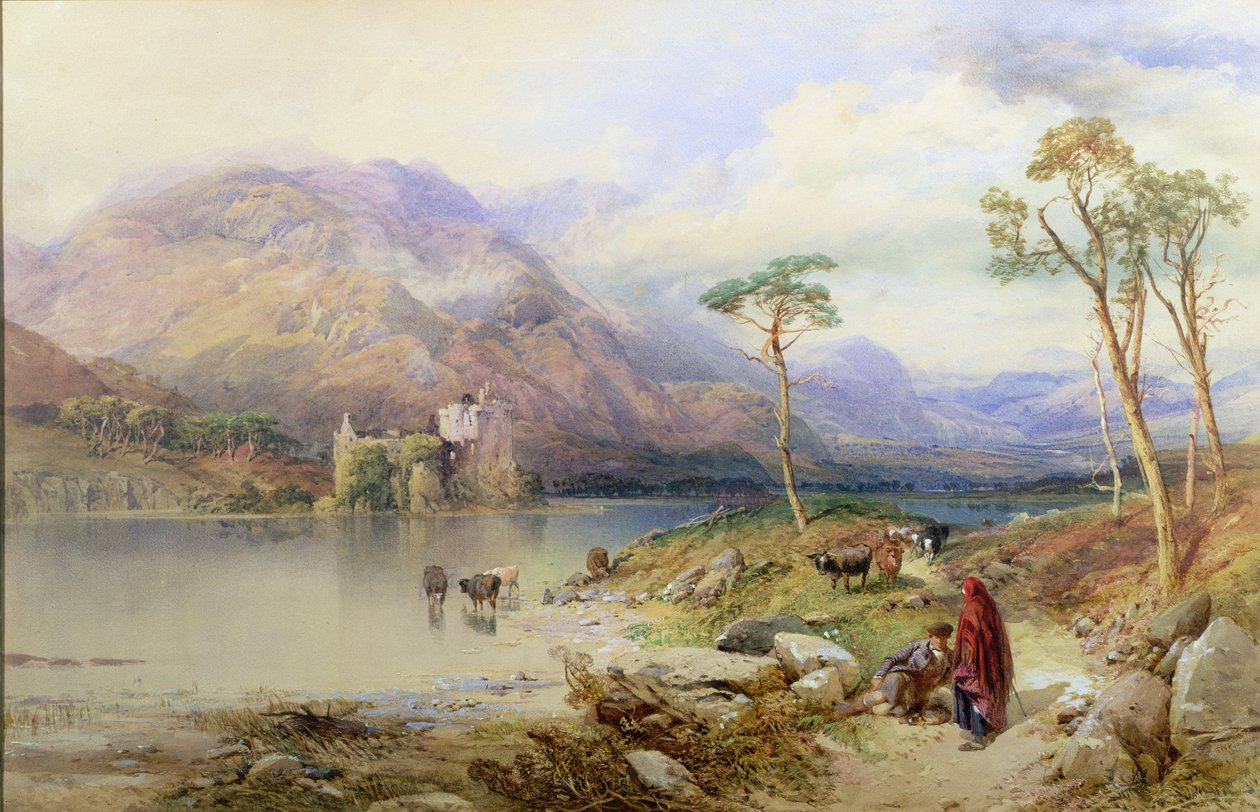 Kilchurn Castle på Loch Awe af Thomas Miles Richardson