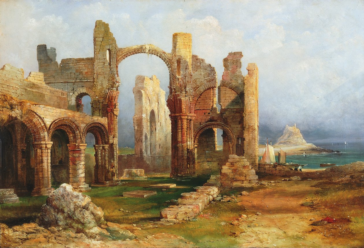 Lindisfarne Priory, ca.1837 af Thomas Miles Richardson