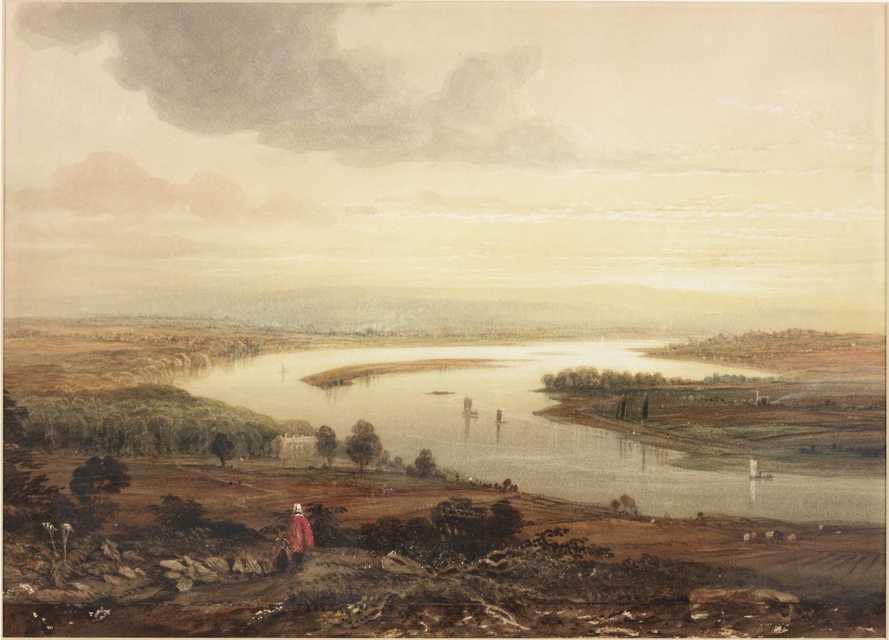 Newcastle upon Tyne og floden Tyne fra Gateshead (akvarel) af Thomas Miles Richardson