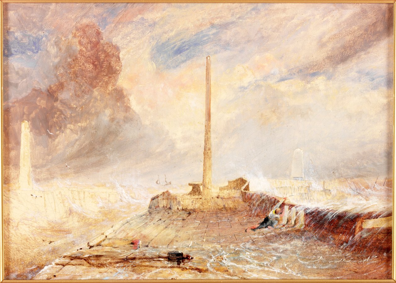 Sunderland Piers in a Storm af Thomas Miles Richardson