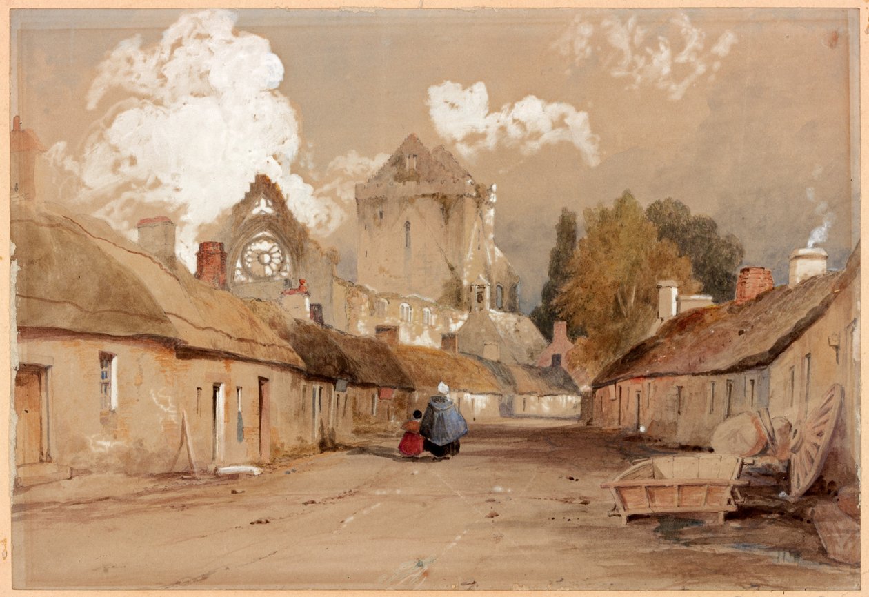 Sweetheart Abbey, Kirkcudbright (blyant og akvarel på papir) af Thomas Miles Richardson