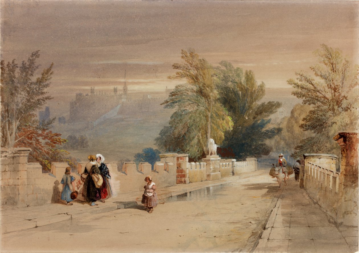 The Lion Bridge, Alnwick (kropsfarve) af Thomas Miles Richardson