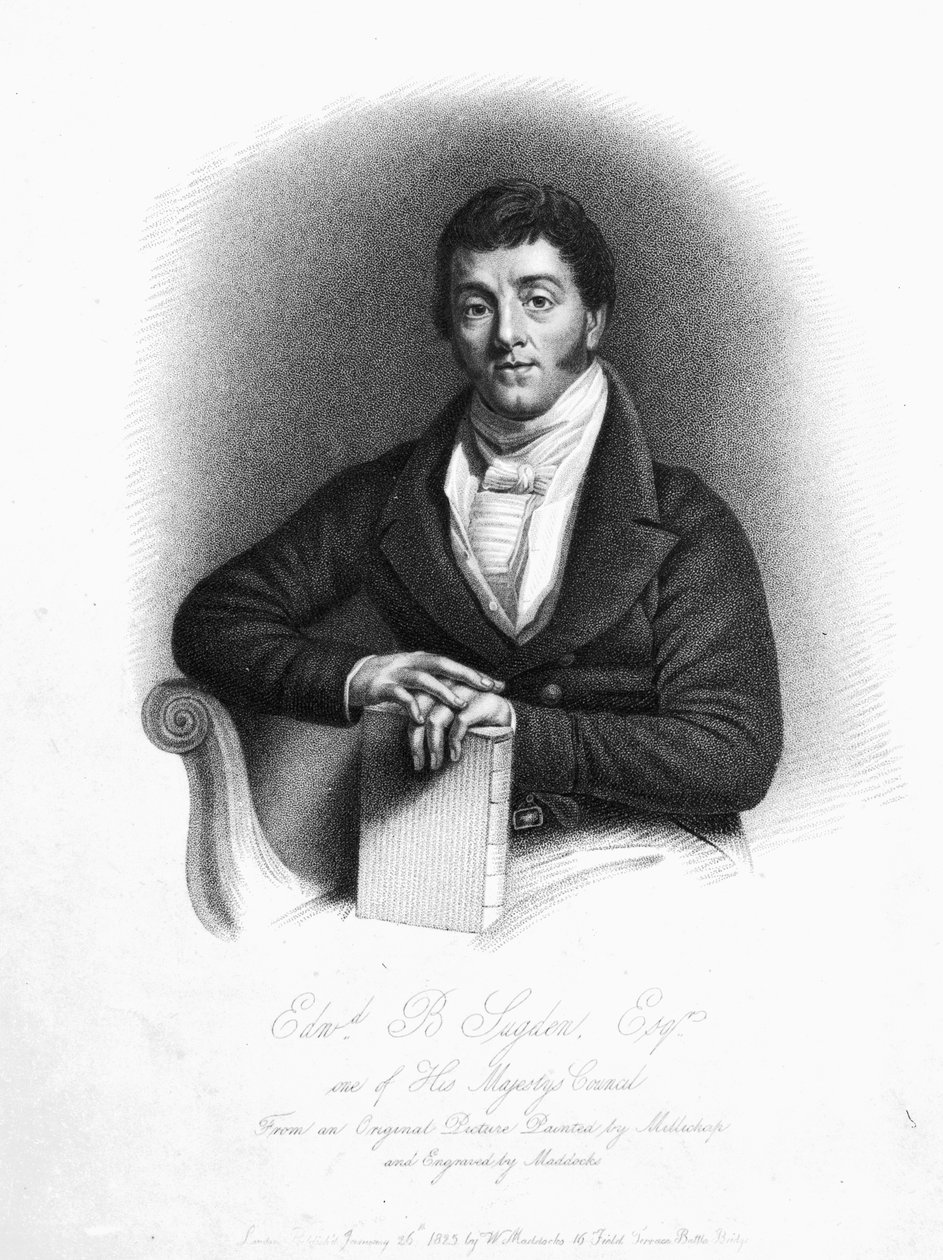 Edward Buttenshaw Sugden, 1. Baron St. Leonards, indgraveret af Maddocks, 1825 af Thomas Millichap