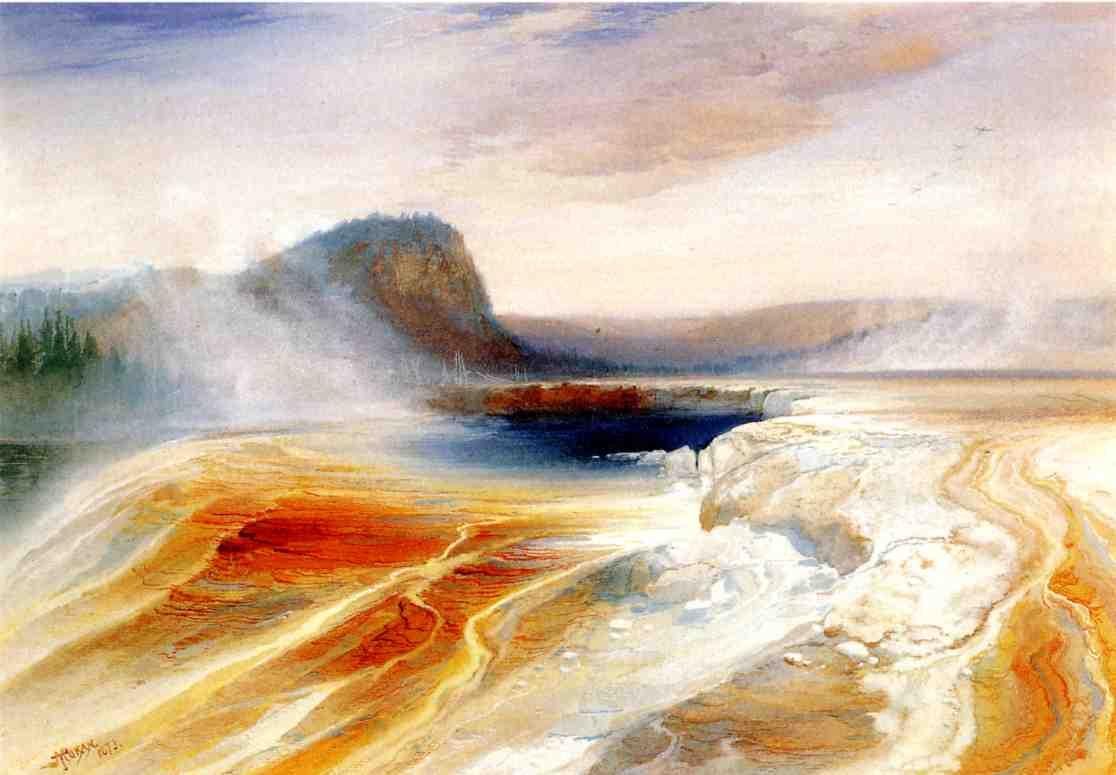  Lower Geyser Basinn af Thomas Moran