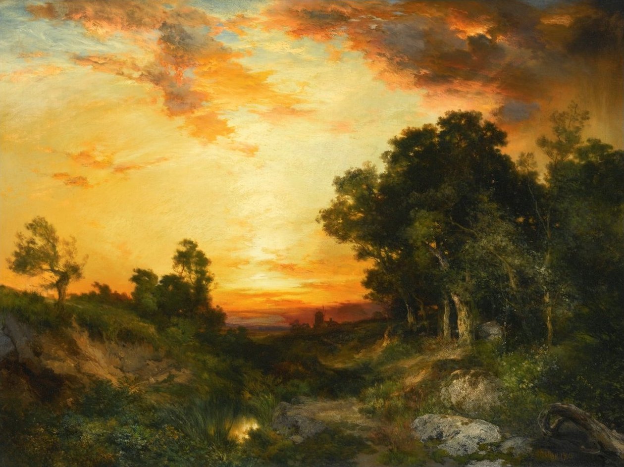 Solnedgang, Amagansett af Thomas Moran