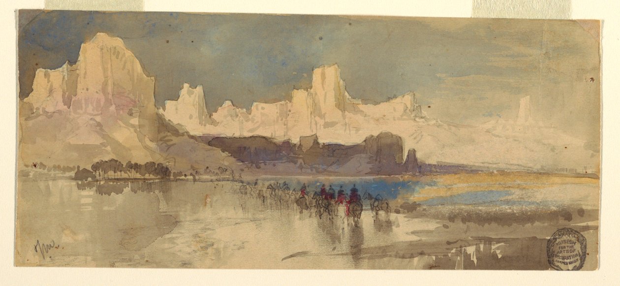 Tegning, Canyon of the Rio Virgin, South Utah, 1873 af Thomas Moran