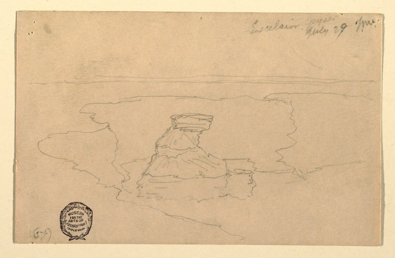 Tegning, Geyser, Excelsior, Yellowstone Park, 29. juli 1892 af Thomas Moran