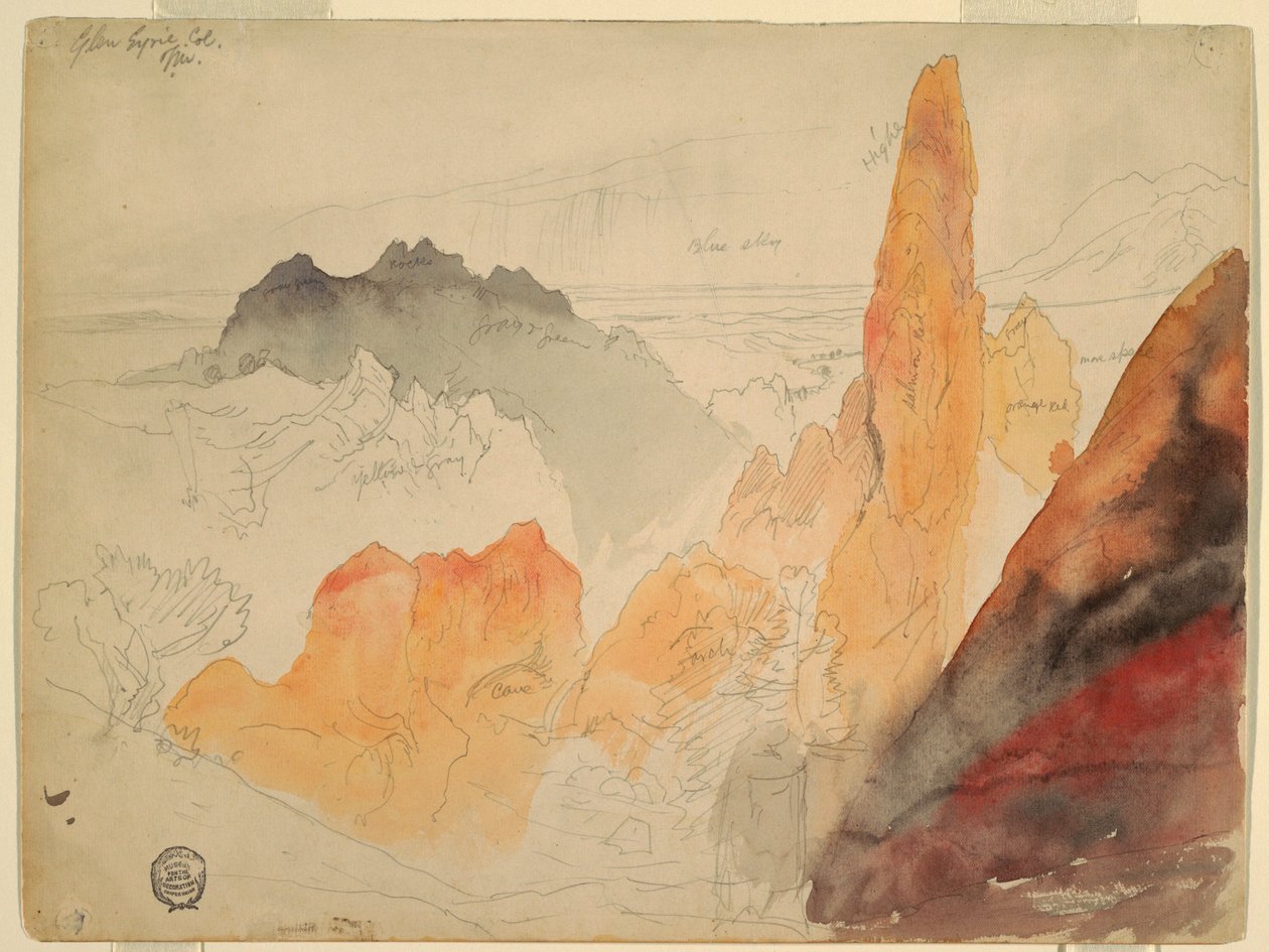 Tegning, Glen Eyrie, Colorado, 1892 af Thomas Moran