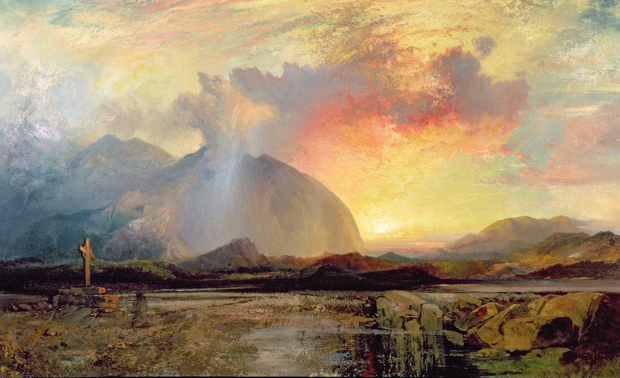 Solnedgangsvesper ved det gamle forrevne kors af Thomas Moran