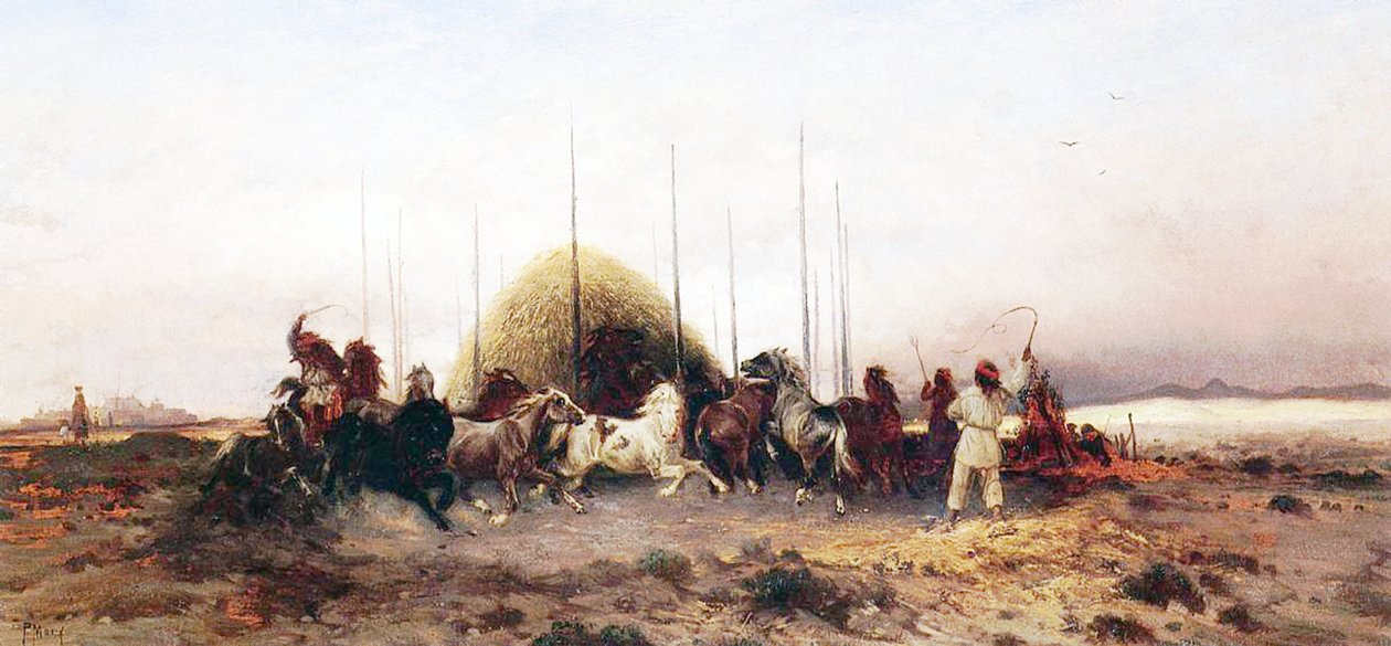 Høstning af hvede, New Mexico, ca. 1883 af Thomas Moran