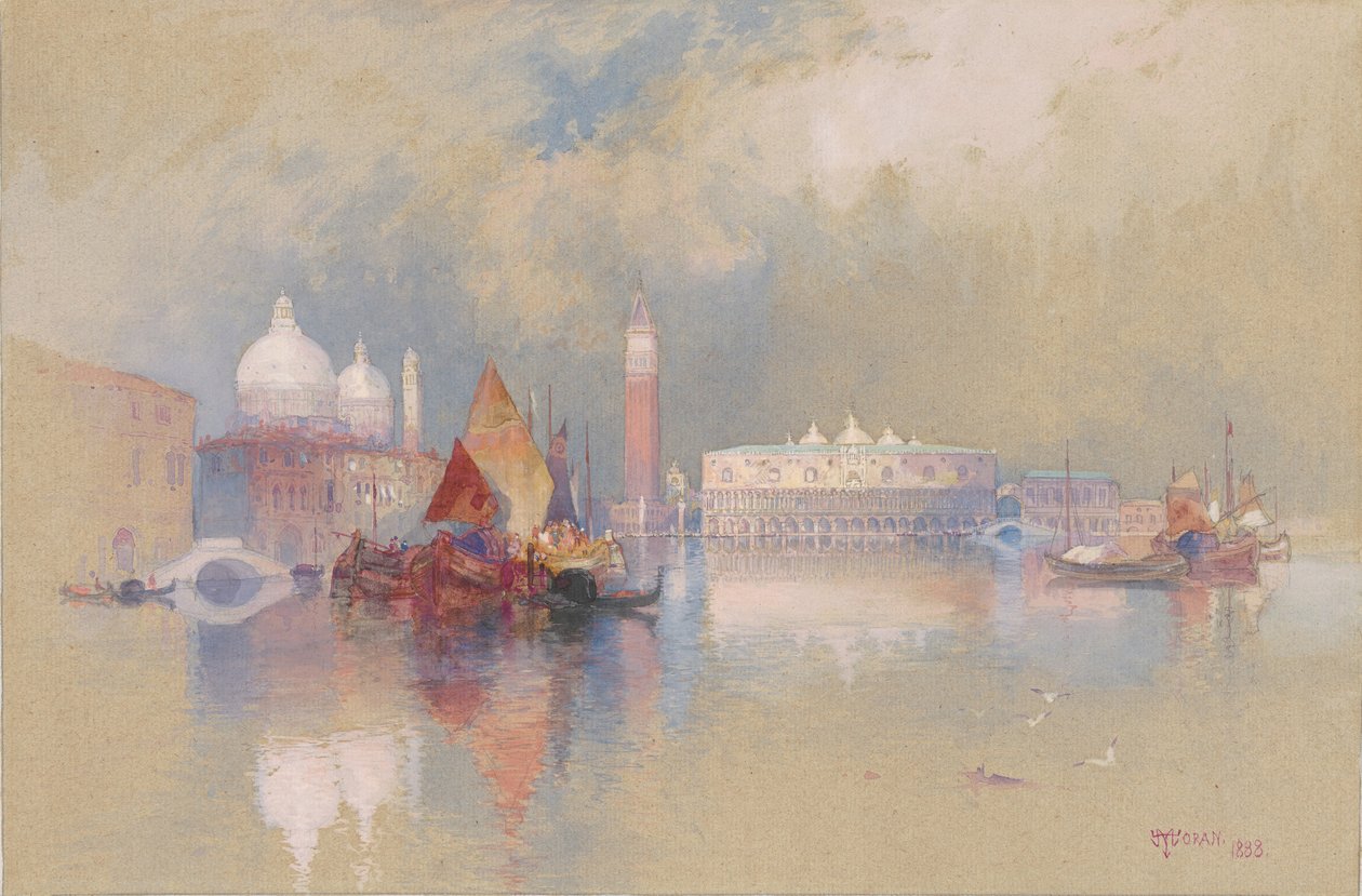 Udsigt over Venedig, 1888 (wc og gouache over grafit på papir) af Thomas Moran