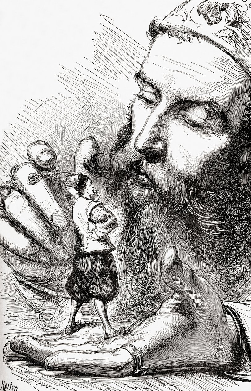 Min lille ven Grildrig, du har lavet en meget beundringsværdig panegyrik over dit land, illustration fra "Gullivers Rejser", udgivet omkring 1875 af Thomas Morten