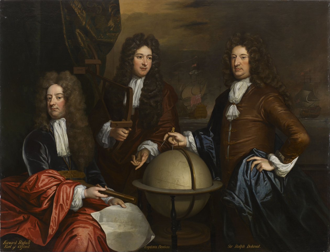 Et tredobbelt portræt af Thomas Phillips, John Benbow og Sir Ralph Delaval af Thomas Murray