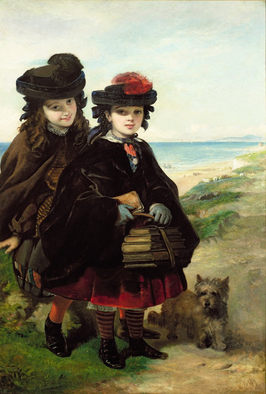 På vej i skole, 1860 (olie) af Thomas Musgrave Joy