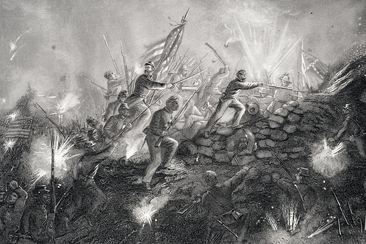 Angreb på Fort Wagner, Morris Island, South Carolina, 1863 af Thomas Nast