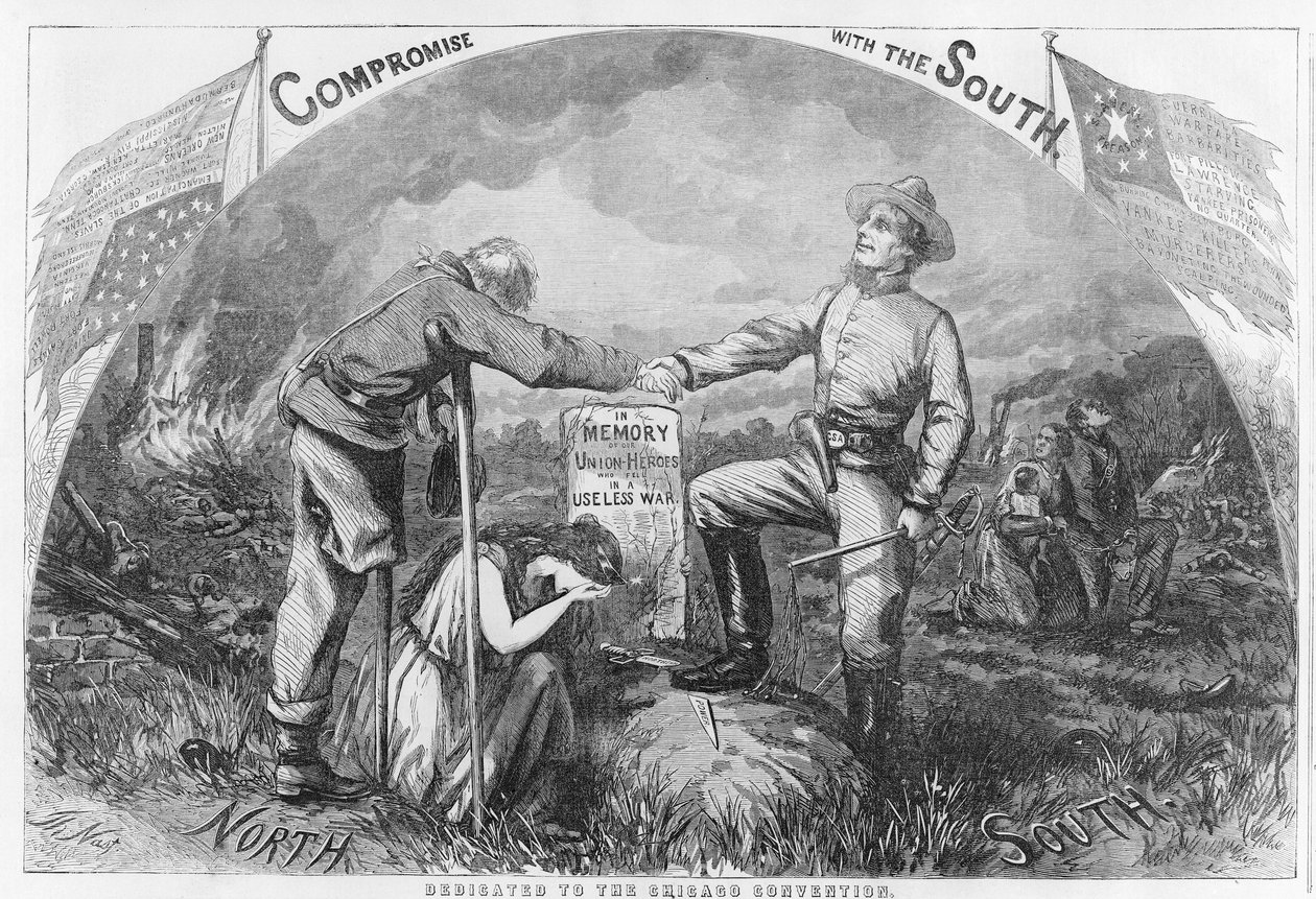 Kompromis med Syden - Dedikeret til Chicago-konventionen, 1864 (trægravering) af Thomas Nast
